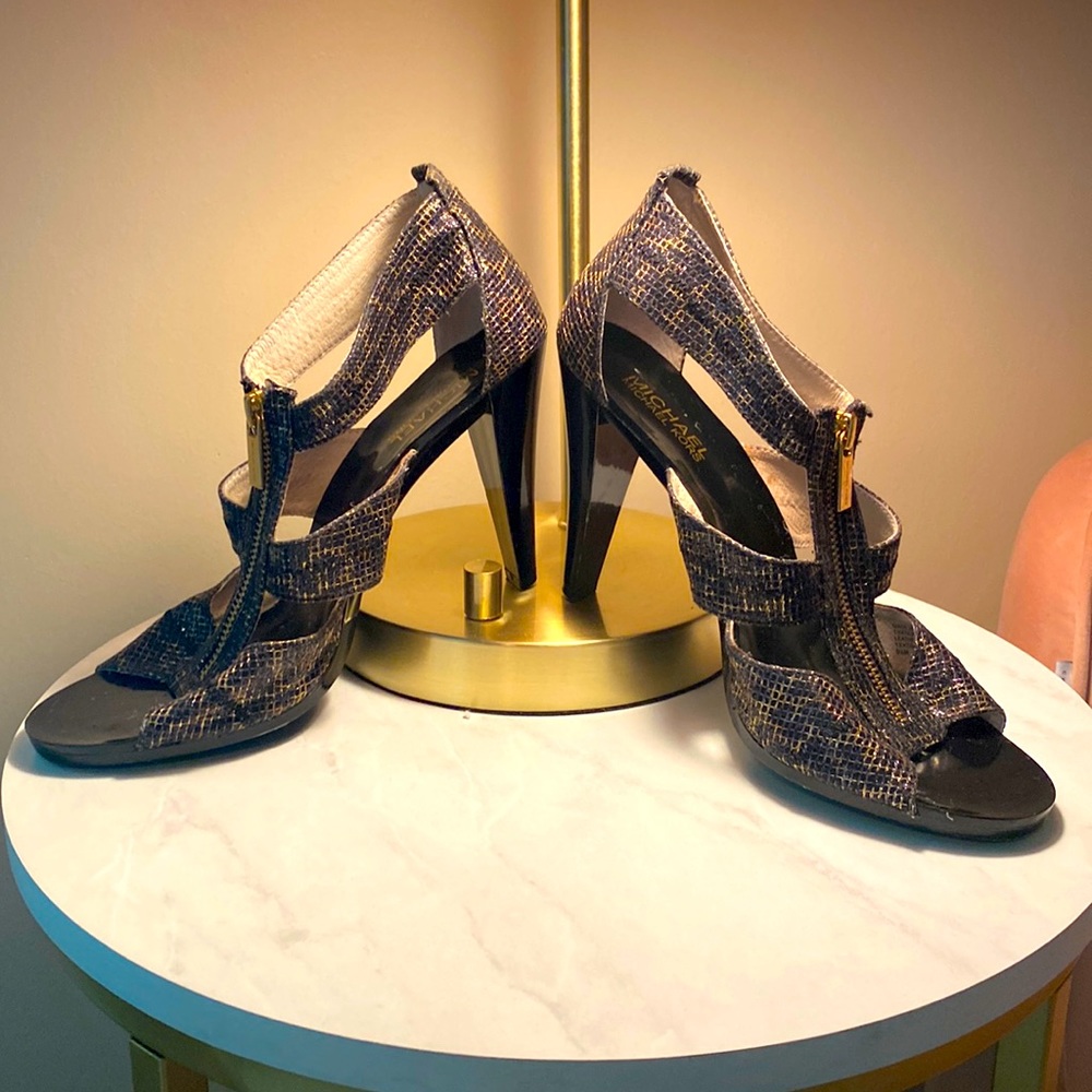 MICHAEL Michael Kors open toed glitter strappy heels